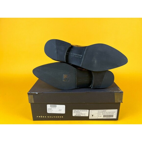 Freda Salvador Joan Chelsea Boots Womens 5 M Brass Snake Embossed Leather NWB - Picture 8 of 11